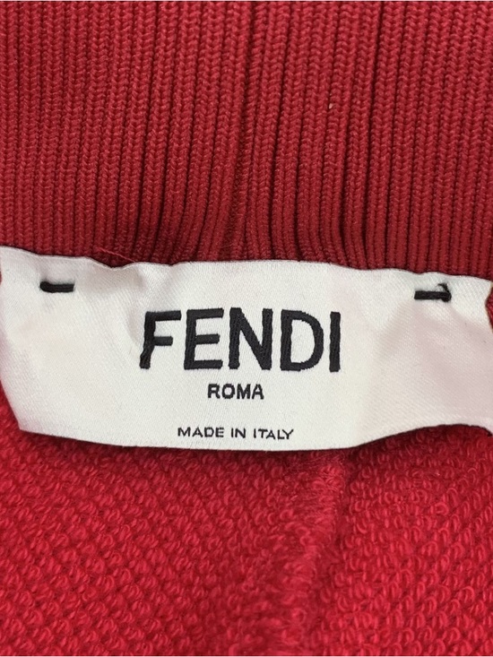 🌹Fendi Red Jogger Pants with Black Logo Tape, Size IT 42 or US 6 - Picture 11 of 12